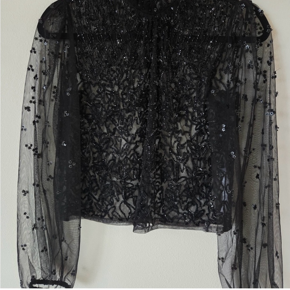 Zara Black Beaded Women's Top~ Size Small - Picture 8 of 8